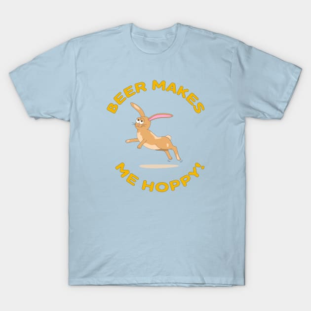 Beer Makes Me Hoppy! Funny Drinking Easter Bunny T-Shirt by skauff